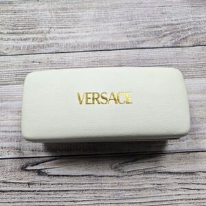 VERSACE White Hard Side Case Eye Glass Sunglasses Holder Designer Snap Close